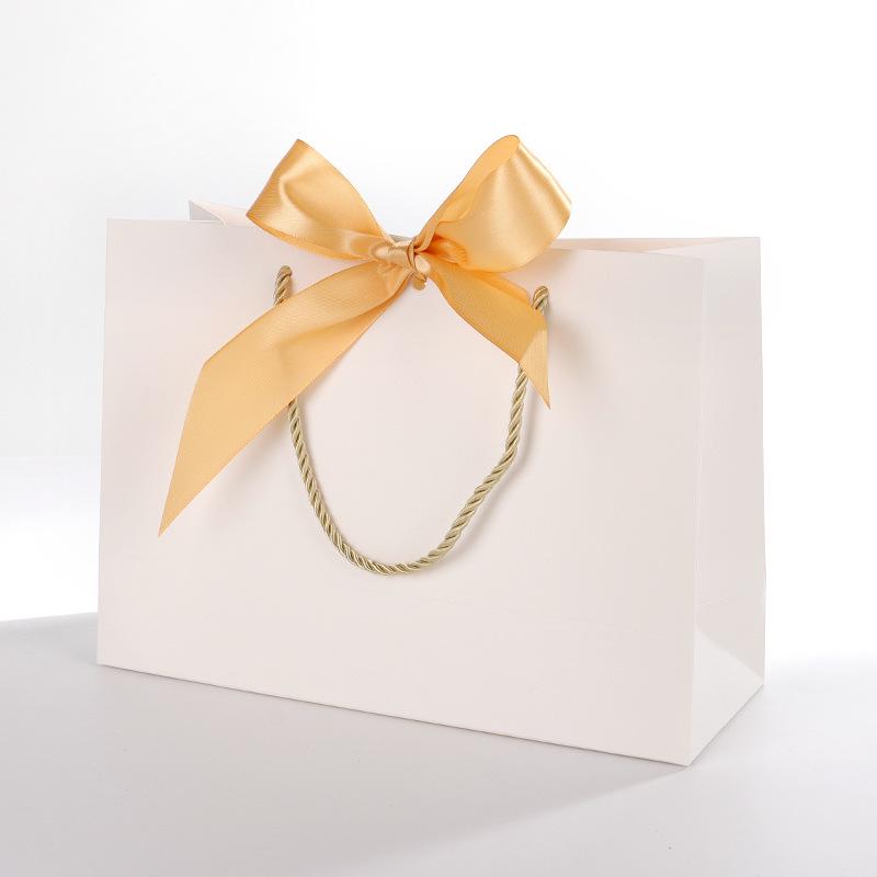 Handbag with Bow Ribbon - Gift, Shopping, and Makeup Paper Bag