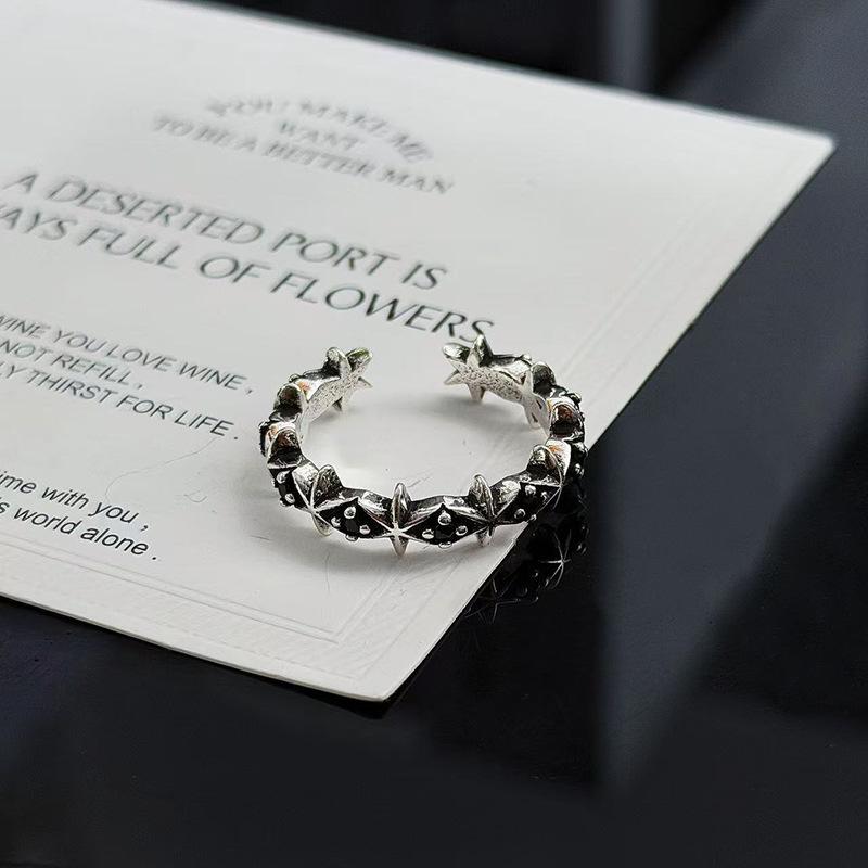 Донгдаемун Ретро Восьмиконечный Крест Открытое Кольцо Кольцо-Сет с Панк-Индивидуальностью Женское Adjustable opening