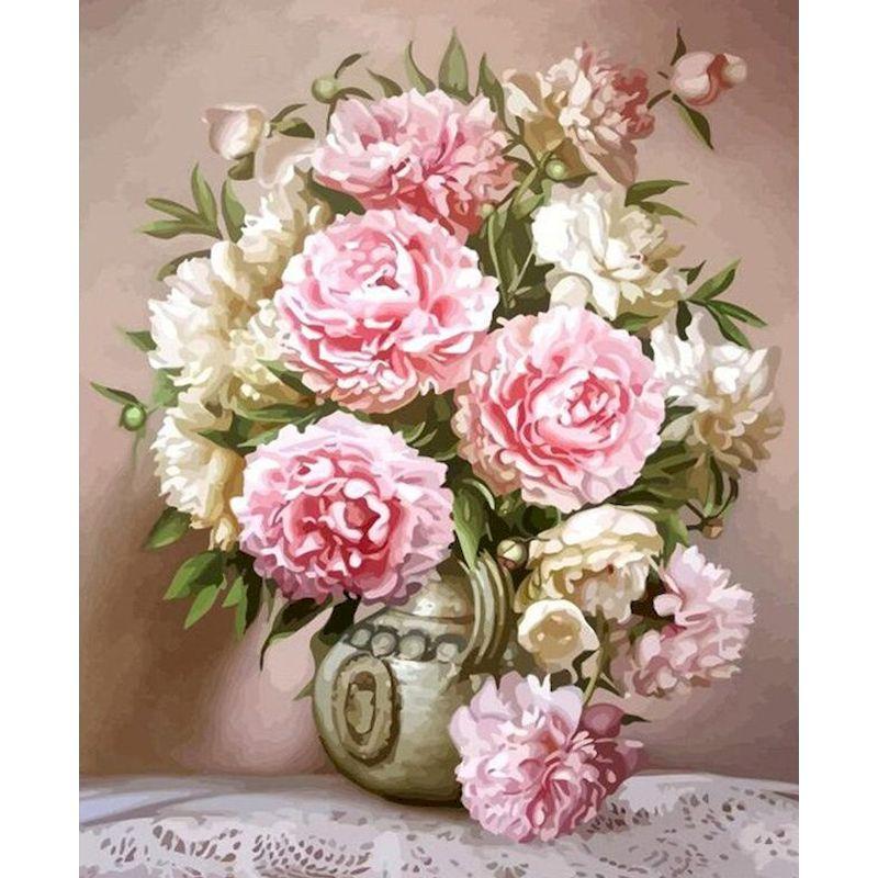 CHENISTORY Flower Coloring By Numbers Painting Set Acrylic Paints 40*50 Canvas Pictures Decorative Paintings Diy Crafts Gift