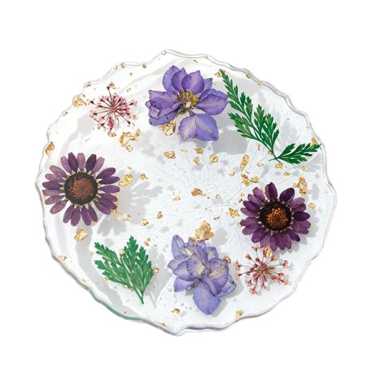 Handmade Resin Coaster Dried Flowers Cup Mat Heat-Resistant Clear Waterproof Table Protection Mat Unique Gift for Coffee Lovers Home Office Decor