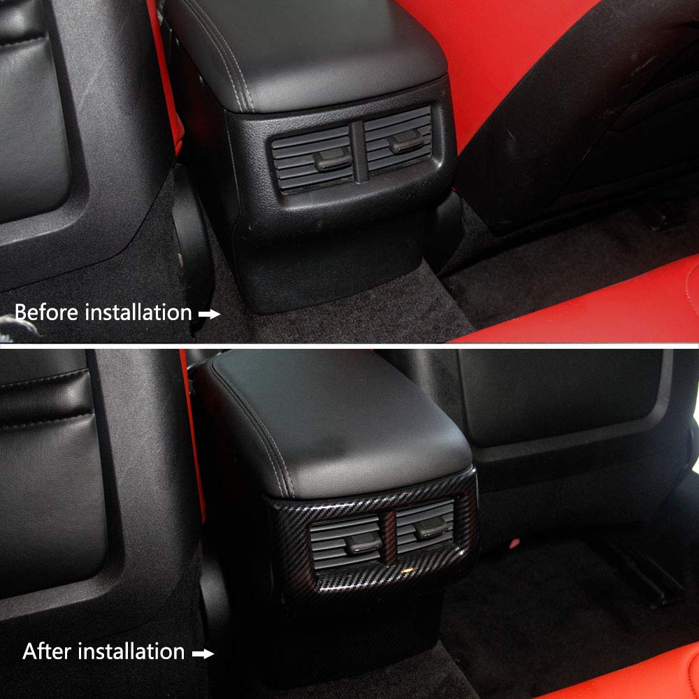Carbon Fiber Look Armrest Box Rear Air Conditioning AC Vent Air Outlet Cover Trim Accessories for Dodge Challenger 2015+ QA1