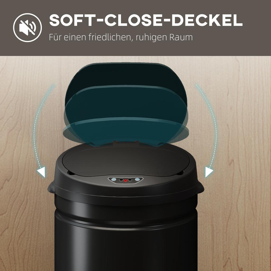 42 Liter Sensor Trash Can with Soft-Close Function, Touchless Stainless Steel Waste Bin for Hygienic Kitchens