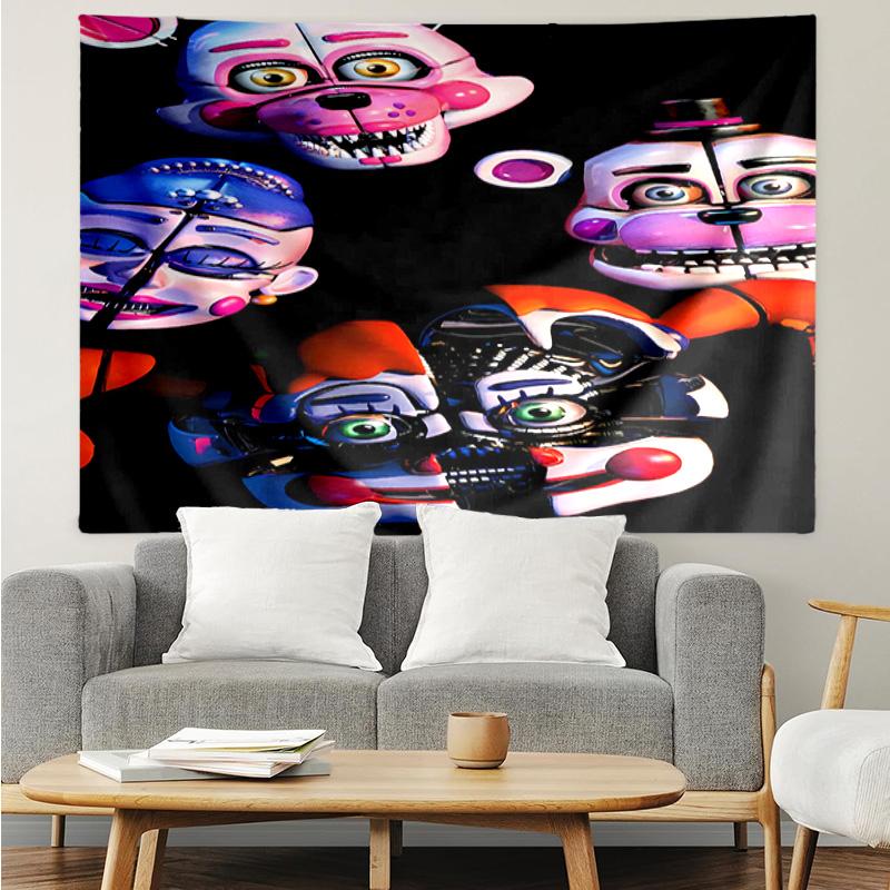 Five Nights At Freddy's2 Tapestry for Bedroom Aesthetic Classroom Tapestries Wall Hanging for Living Room Dorm Office,Ideal Creative Gift