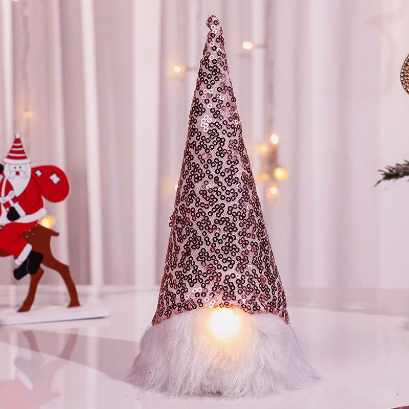 Knitted Sequin Fabric Faceless Old Man Light Up Doll Christmas Decoration Light Up Old Man