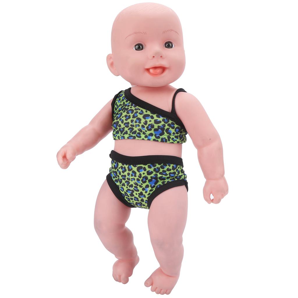 Leopard Print Baby Doll Clothes Swimsuits 18Inch Baby Doll Bathing Suit with Hair Clip