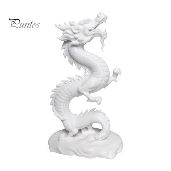 Artistic Dragon Sculpture 3D Printed Chinese Figurine, Collectible White Statue, Feng Shui Statue Decoration for Home Office