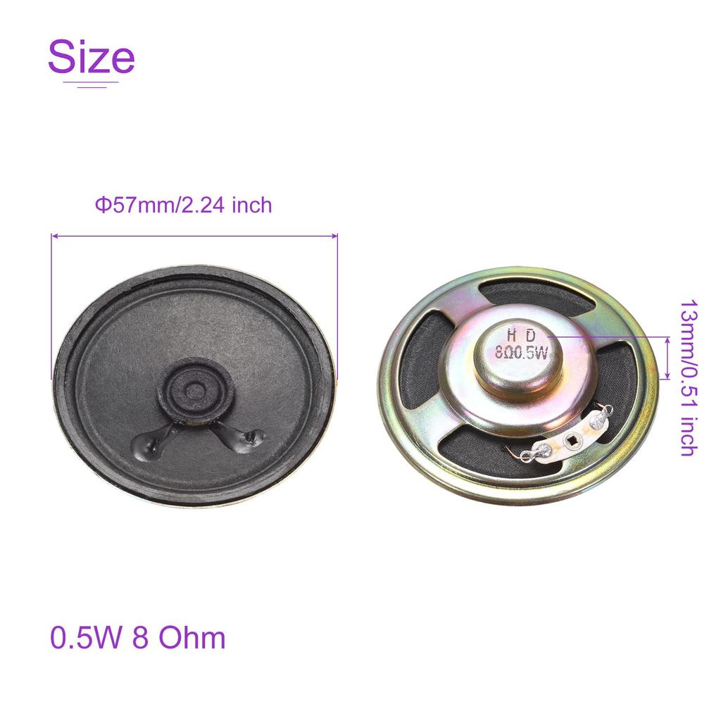 DMiotech 8Ohm 57mm Diameter DIY Magnetic Speaker Internal Replacement Loudspeaker for DIY Speakers 0.5W Round,