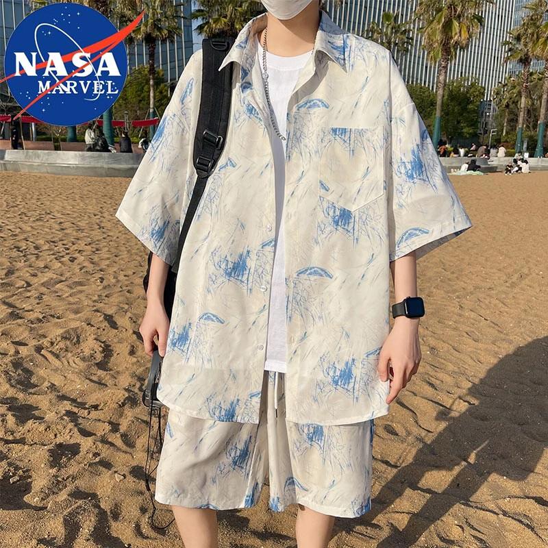 NASA MARVEL Men s Breathable Polo Shirt & Shorts Set L