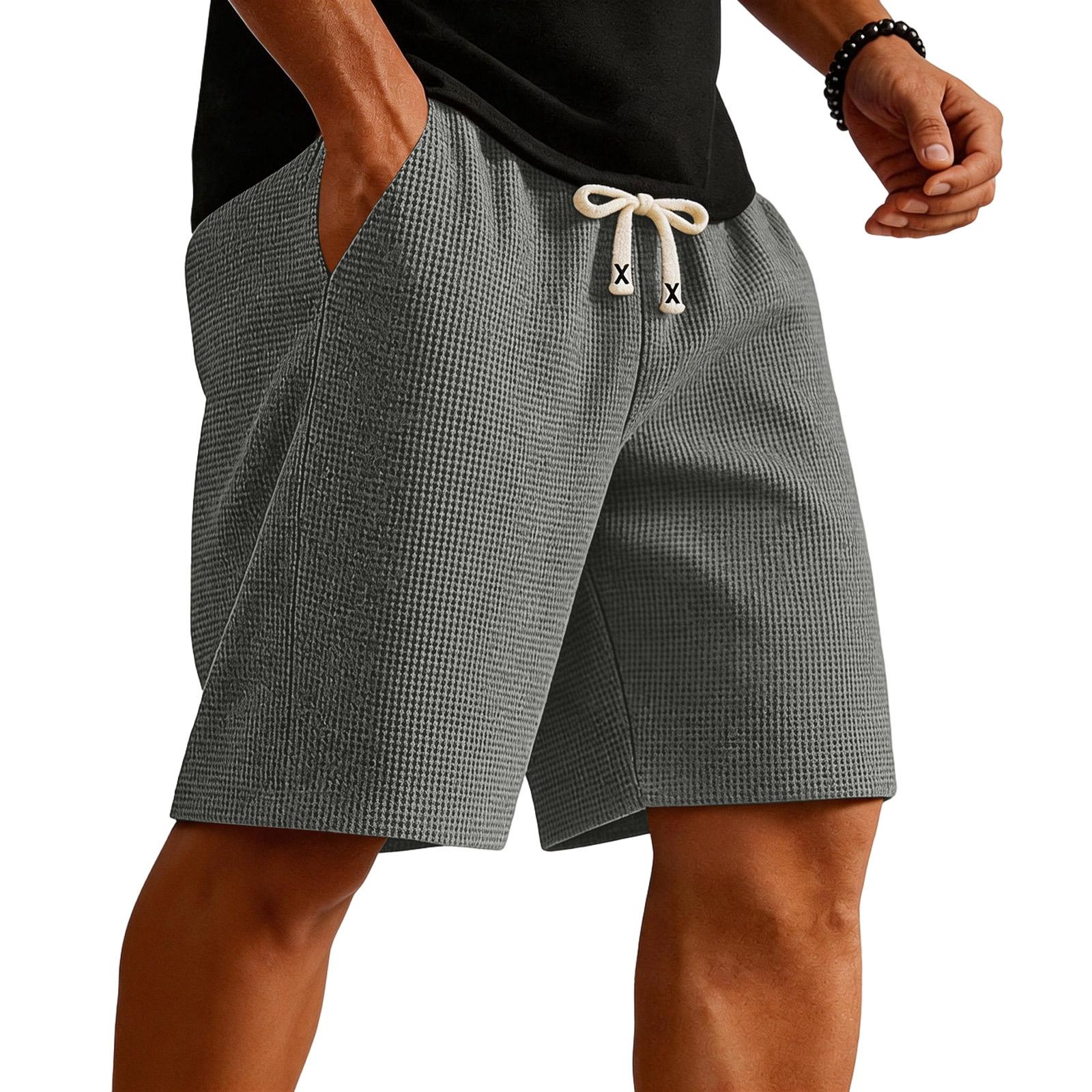 Men s  Fit Casual Five-Piece Pants  Loose Drawstring For Outdoor Beach Shorts L