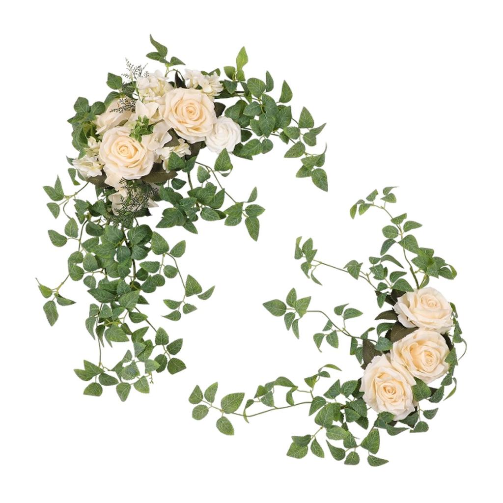 2Pcs Wedding Arch Flowers Welcome Signs Floral Swags Crafting Corner Row Backdrop Decor Garland Ornament for Party Entryway