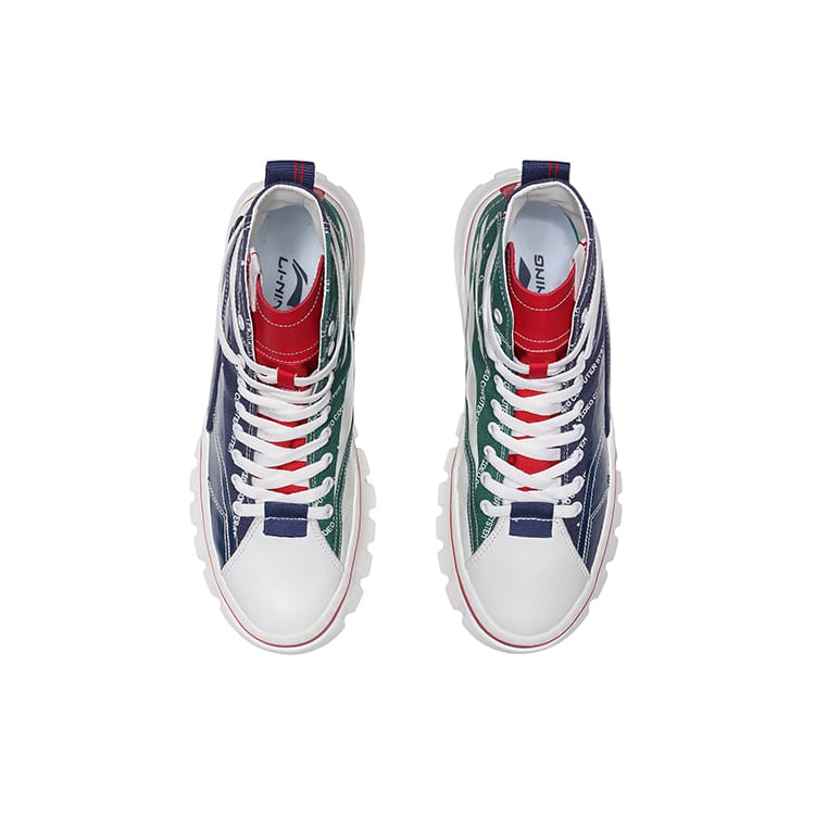 Li Ning Textile, TPU Cushioning Slip Resistant Abrasion Resistant High top Casual Shoes Women's Blue AGCP388-16