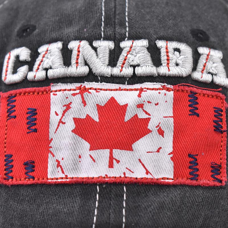 Gewaschene Baumwolle Ahornblatt Kanadische bestickte Baseballkappe Gewaschene und alte kanadische Kappe