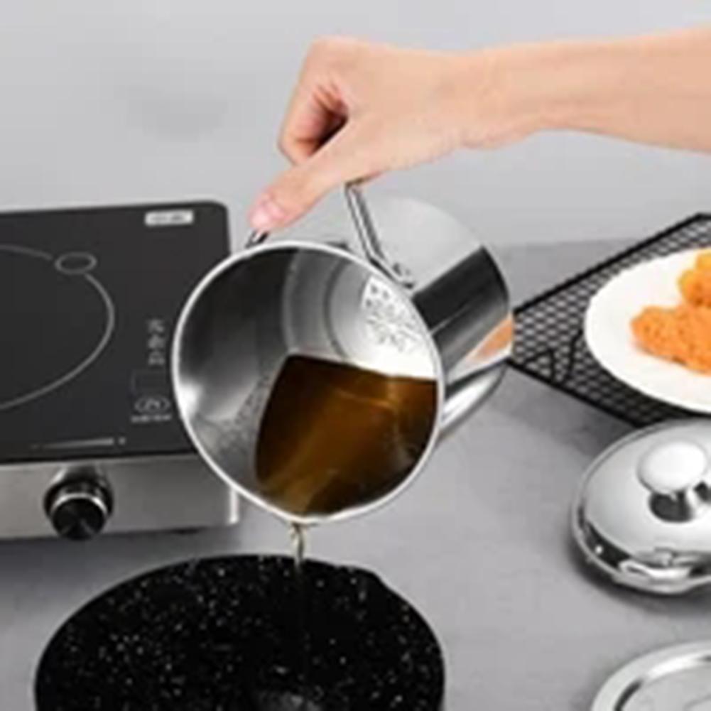 1.3L Filtro de Óleo Pote de Aço Inoxidável Frascos de Filtro de Malha Fina Grande Capacidade Tanque de Banha Coador de Óleo Dispensador Organizador de Cozinha