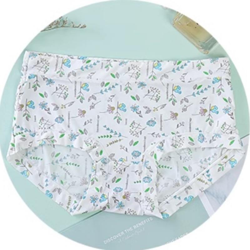 

Большие размеры бесшовного нижнего белья из ледяного шелка для женщин, трусы средней талии, тонкий дизайн с рисунком, облегающие бедра, женские треугольные трусики L (100-70 kg)