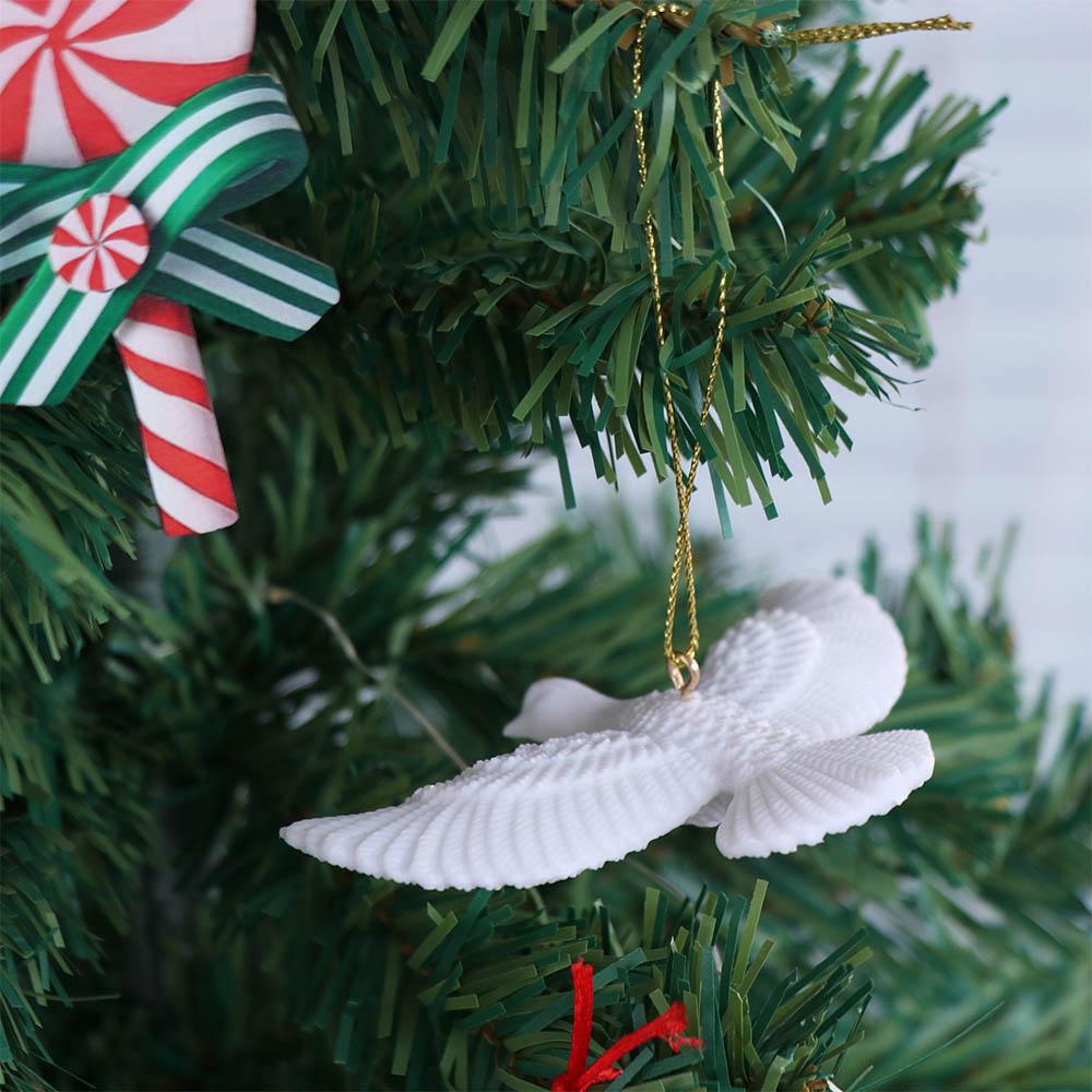 Resin Christmas Tree Pigeon Ornament Carved Design Friendship Doves Hanging  Gift
