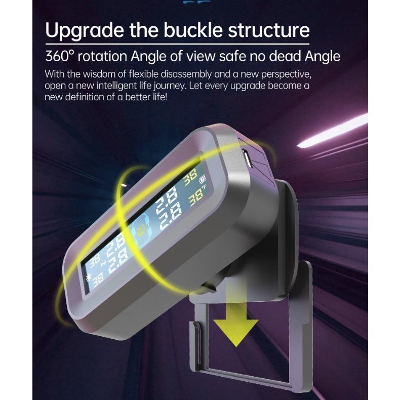 Sistem universal de senzori externi TPMS Solar-USB cu afișaj impermeabil IPX7 - Monitor inteligent al presiunii în anvelope
