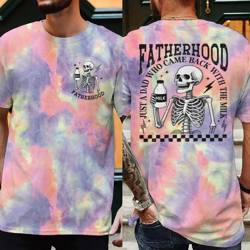 Retro Fatherhood Skeleton Unisexs TShirt Funny Dad Graphic T Shirts Fatherhood Design Casual Wear Fathers Day Vintage T Shirts