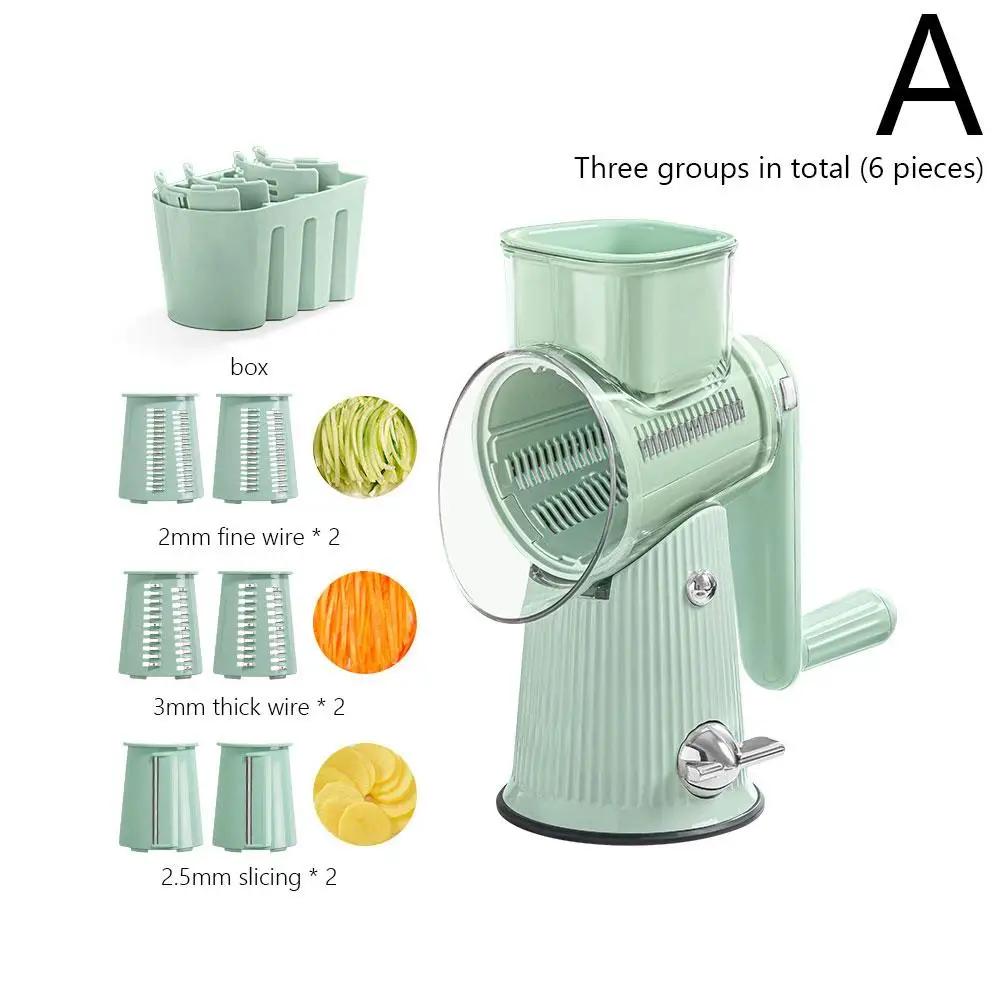 NEW 5 In 1 Rotary Cheese Grater With Handle Manual Suction Strong Nuts Shredder Slicer Base With Vegetable Grinder Graters V1Z5