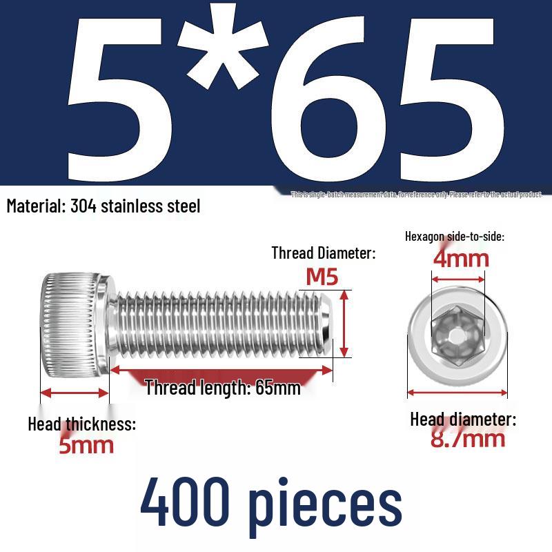 304 Stainless Steel Hex Socket Head Cap Screws, M2-M10, Extended Length