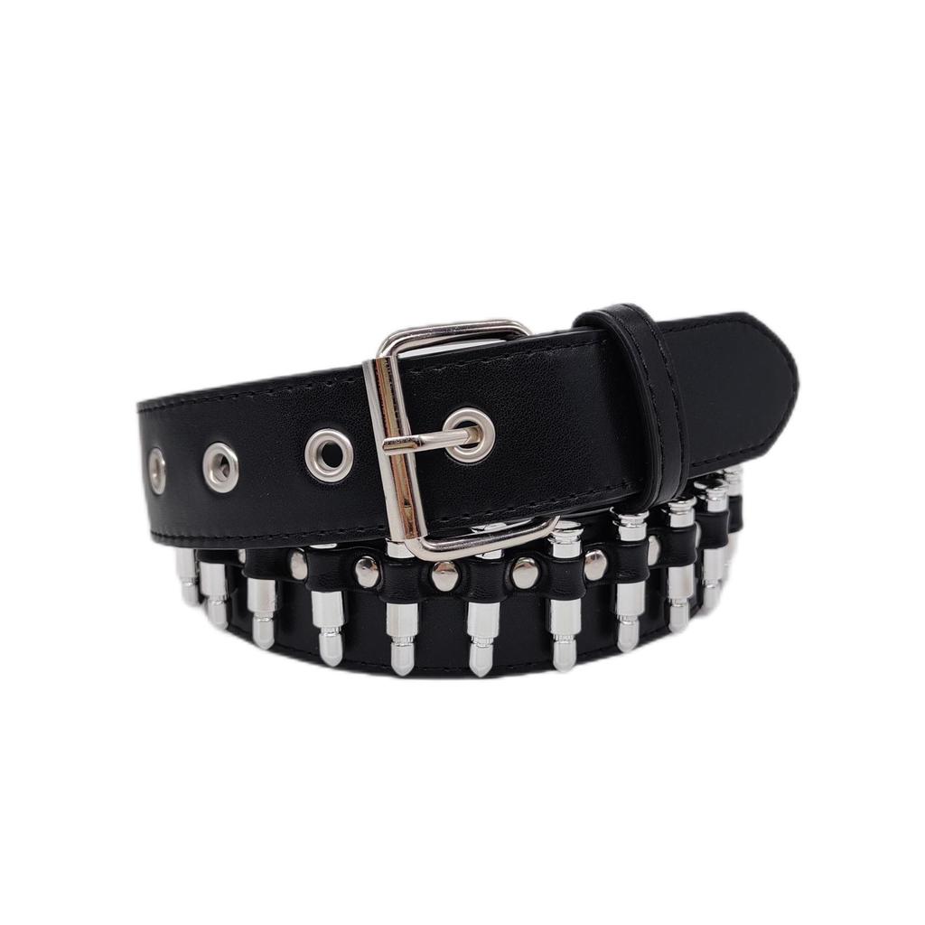 Unisex Punk Rock Style Rivet Bullet PU Leather Belt