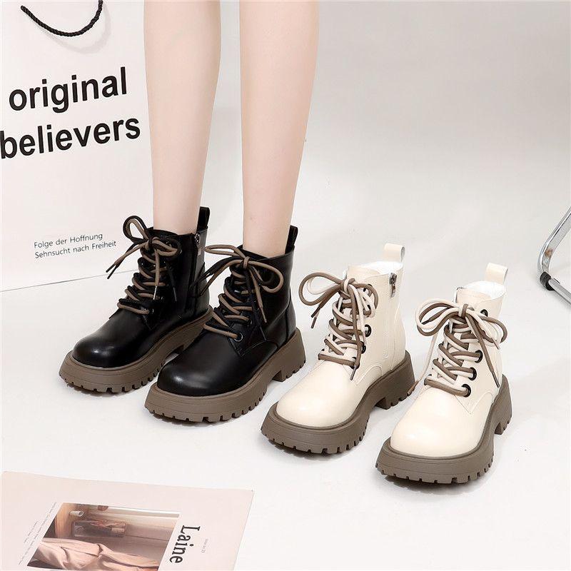 Petite Women's Fleece-Lined British-Style Martin Snow Boots for Autumn/Winter