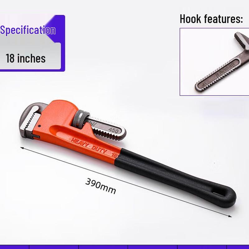 Heavy-Duty Manual Pipe Wrench 18 inch