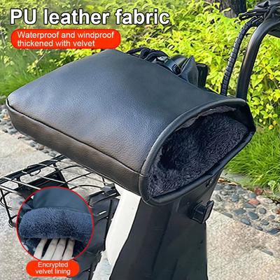 1Pair PU Waterproof Motorcycle Handlebar Covers Winter Thickened Warm Handle Cover Muff Arm Warmer Cycling Padded Gloves