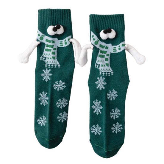 1 pár kreslených magnetů Ručně spojující ponožky Pletené barvy ladící s vánočním stylem Elastické Protiskluzové Teplé Bez zápachu Slavnostní Nový rok Ponožky ze střední trubice