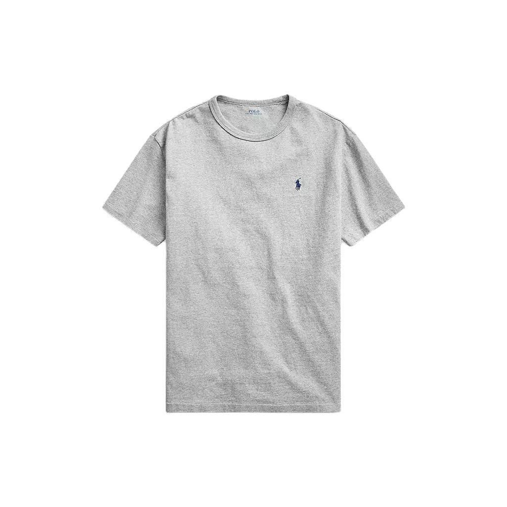 

Polo Ralph Lauren SS23 Однотонная футболка с вышивкой логотипа, с коротким рукавом, с круглым вырезом, мужская футболка, серая MNPOTSH1N820397-020 S