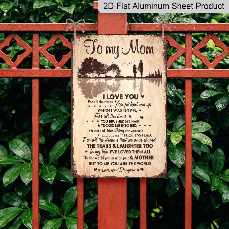 2D Flat, 1pc To My Mom Metal Wall Plaque - Parent-Child Silhouette Aluminium Sign with Heartfelt Message, Durable Wall-Mounted Decoration Suitable