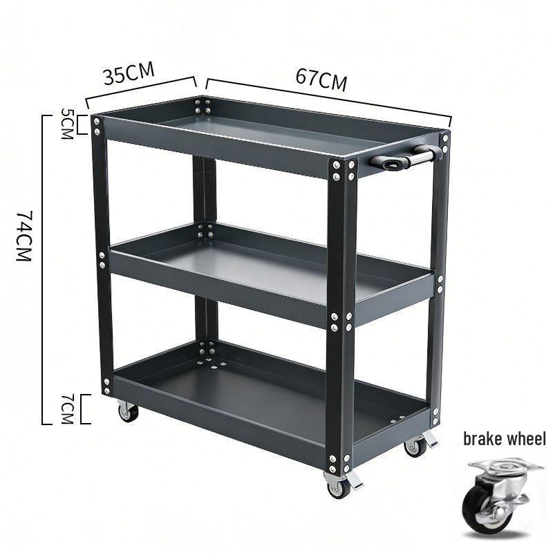 Three-Tier Metal Tool Cart for Auto Repair and Maintenance
