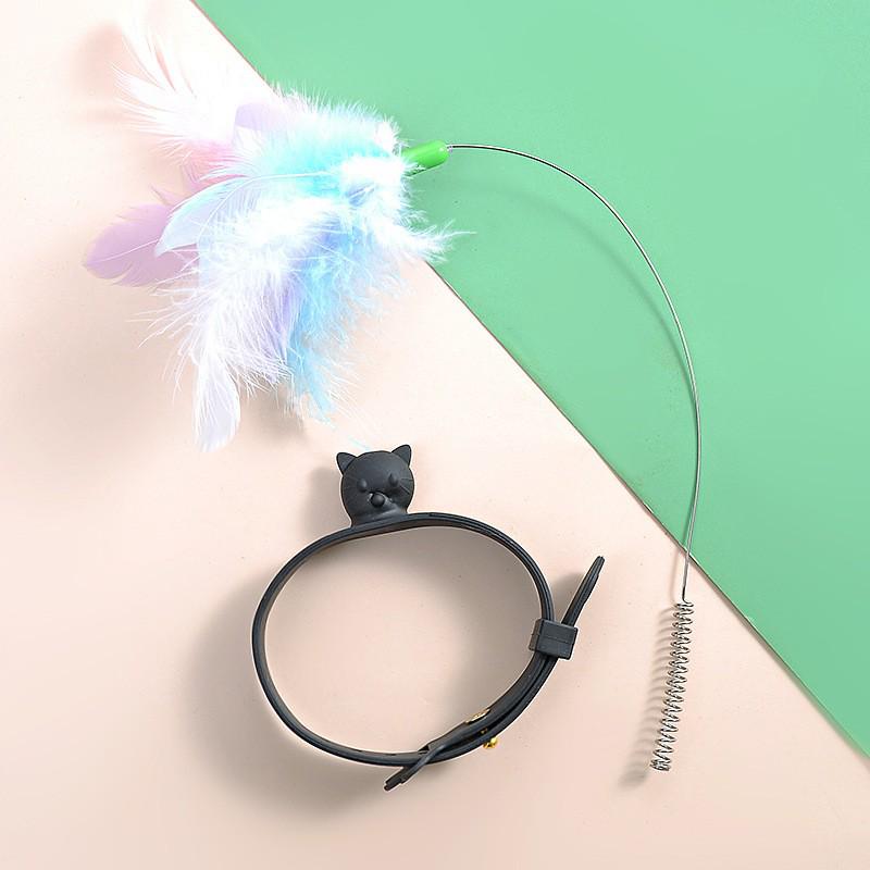 Long Rod Steel Wire Feather & Bell Cat Teaser - Durable Bite-Resistant Interactive Toy