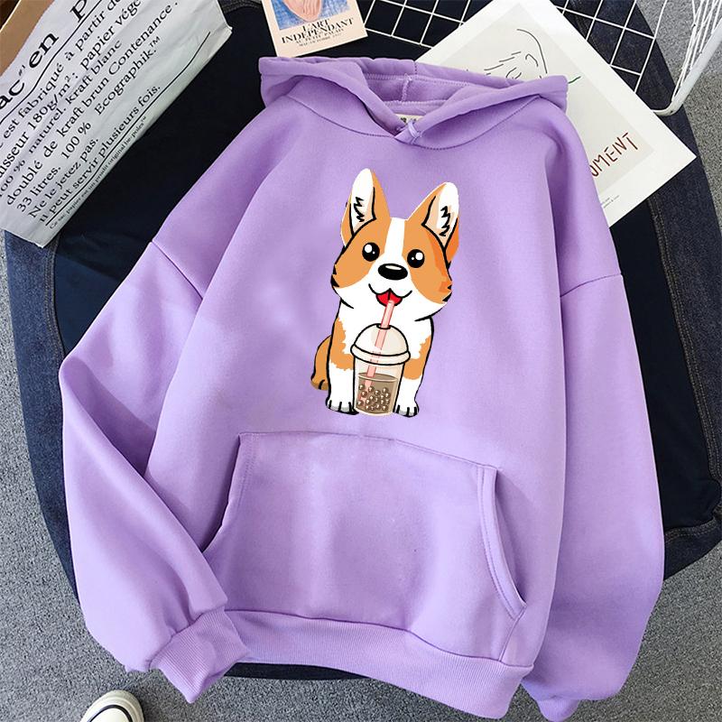 

Milk Tea Cup Corgi Fashion Унисекс Толстовки Весна Осень Мужские Повседневные Толстовки Толстовки Студенческие Базовые Толстовки Свитшоты Топы XS