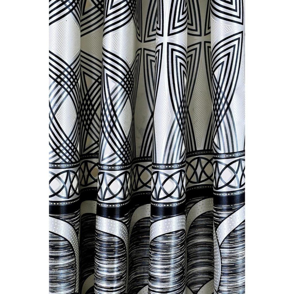 Pack of 2 Sea Ripple Polyester Window Curtains ,Dark Blue