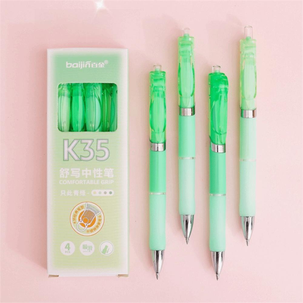4 шт./Набор Мультяшная Нейтральная Ручка 0,5 мм Нажимная Черная Чернила Подписывающая Ручка Быстросохнущая Мягкий Захват Шариковая Ручка Инструмент для Письма