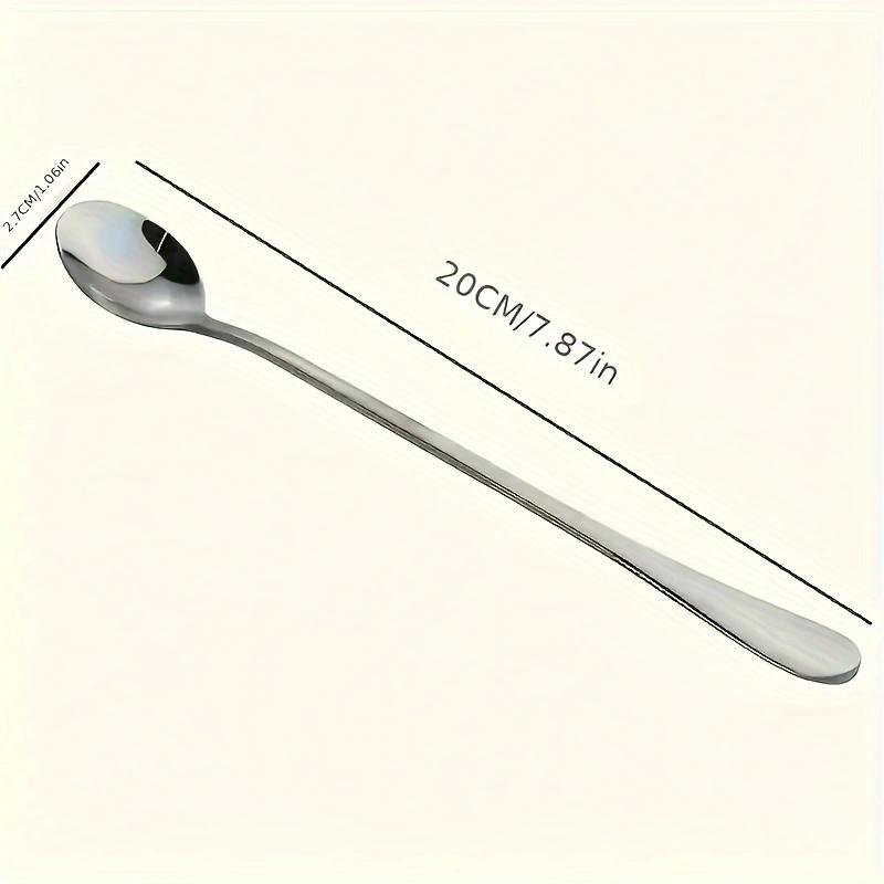6Pcs Stainless Steel Long-Handled Ice Teaspoon Coffee Spoon Ice Cream Stirring Spoon Dishwasher Safe Kitchen Accessories Tableware Set4