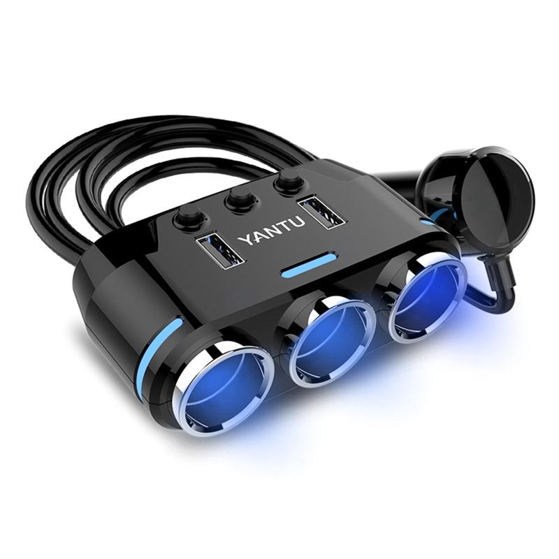 12 В-24 В автомобильный прикуриватель, разветвитель, двойной USB-разъем для зарядного устройства, порт адаптера, 3-полосный авто для навигаторов, телефонов