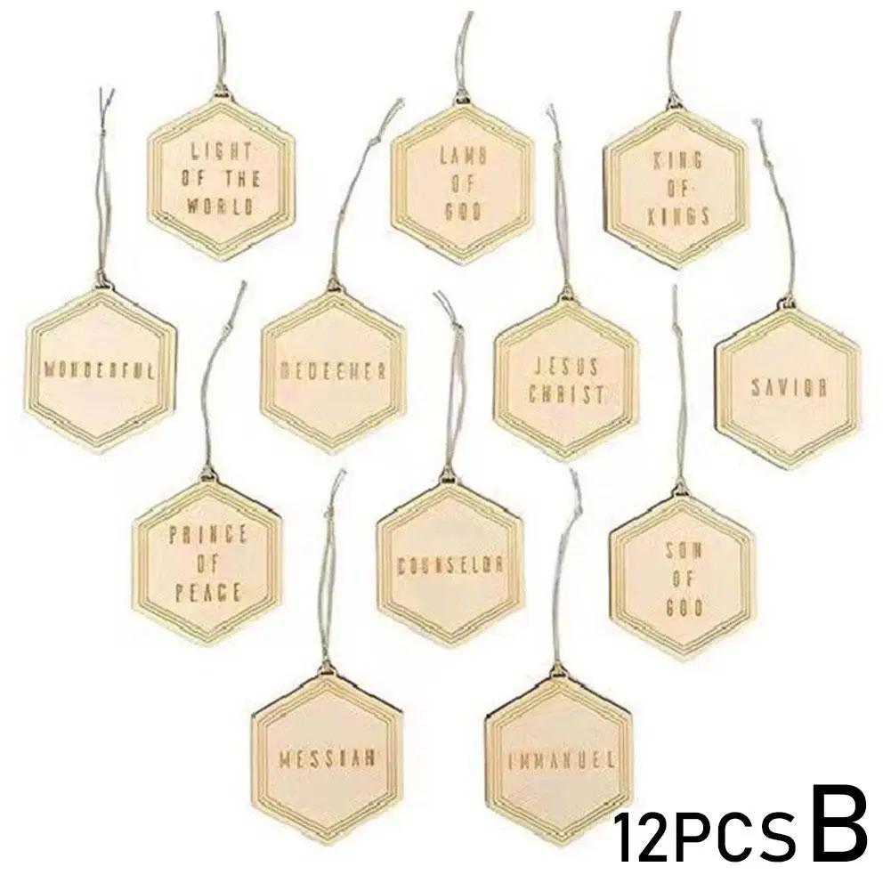 

New Tag Elastic Rope Hanging Decoration Christmas Pendant House Hexagon Wooden Round Of Decoration Names Tag Ornaments C9O5