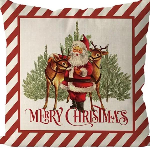 New Christmas Gingerbread Man Candy Decorative Pillow Cover Home Living Room Holiday Party Pillow Cover