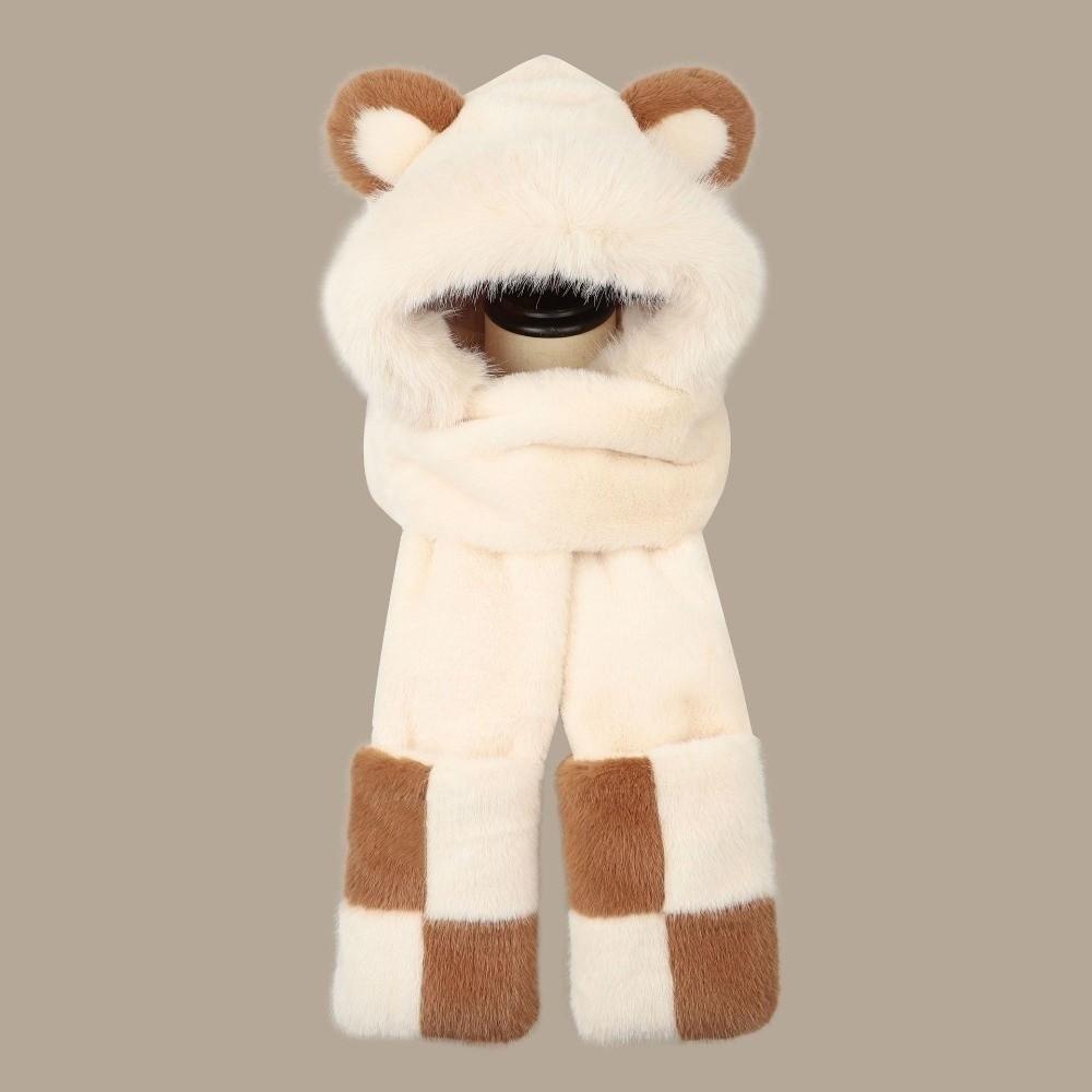 Three-in-One Women's Hat Scarf Thickened Winter Hat Scarf Warm Ear Protection Hat Winter