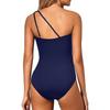 2025 European & American One-Shoulder Solid Color Cutout One-Piece Conservative Swimsuit