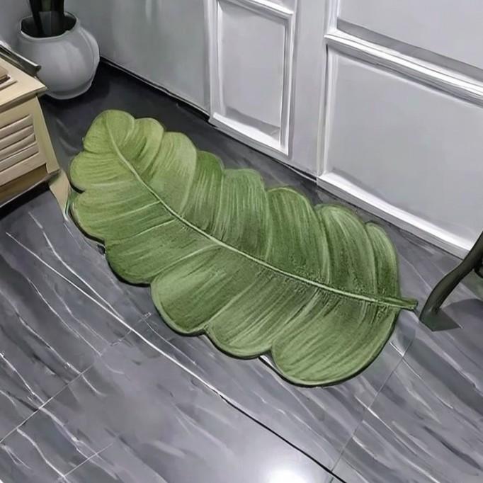 

Зеленый коврик для ванной комнаты с растениями, впитывающий напольный коврик для домашнего использования, коврик для двери, ковер из диатомита, мягкая подкладка для ног для гигиены и комфорта 80*40cm