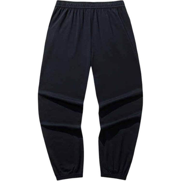 Anta Casual Simple Solid Color Tapered Knit Sports Pants Women Bottoms Black 162528303-1