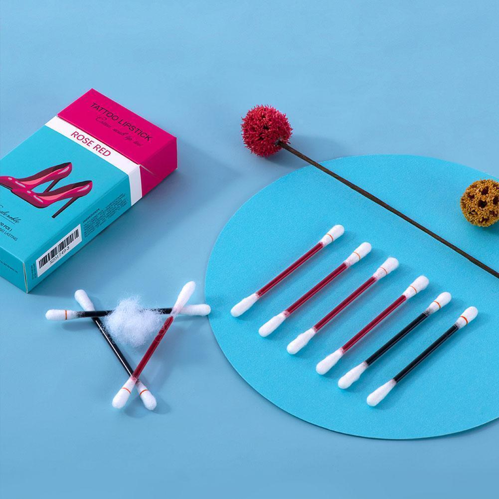 Set di labbra per tatuaggio con tampone di cotone antiaderente creativo e macchie di labbra per impermeabili E7V4
