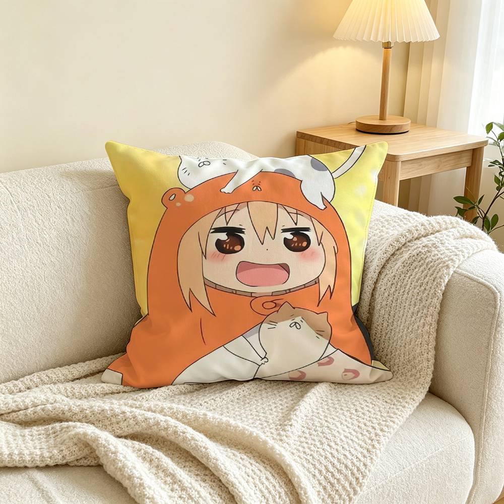 Anime U-Umaru Doma Pillow Case Square Double-Sided Sofa Cushion Cover Bedroom Bedside Pillow