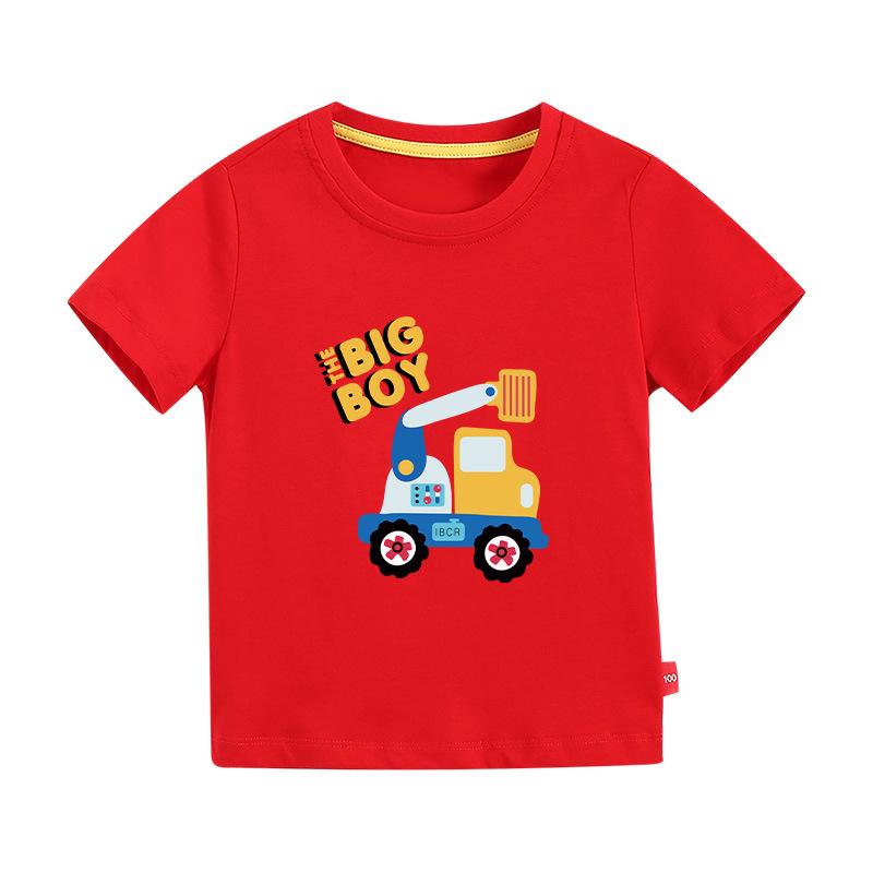 New Boys' Pure Cotton Short-Sleeve Printed T-Shirt - Round Neck Summer Top
