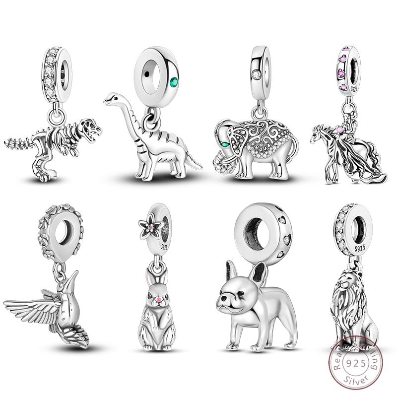 Copper Beaded Pendant Shiny Zircon Animal Elephant Puppy Original 3Mm Bracelet Women Fine Jewelry