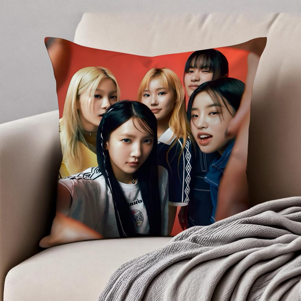 GirlGroup Kpop YYOUNG PPOSSE Cushion Cover Pillowcase Antidustmite Invisible Zipper Short Plush Sofa Cushion