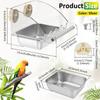 Bird Feeding Dish for Cage Hanging Food Bowl Stainless Steel Parrot Parakeet Bird Bath Feeding Container Water Bowl