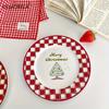 Christmas Ceramic Plate with Cups Platter Serving Tray Porcelain Dish for Fruit Appetizer Dessert Candy Snack Salad Dinnerware